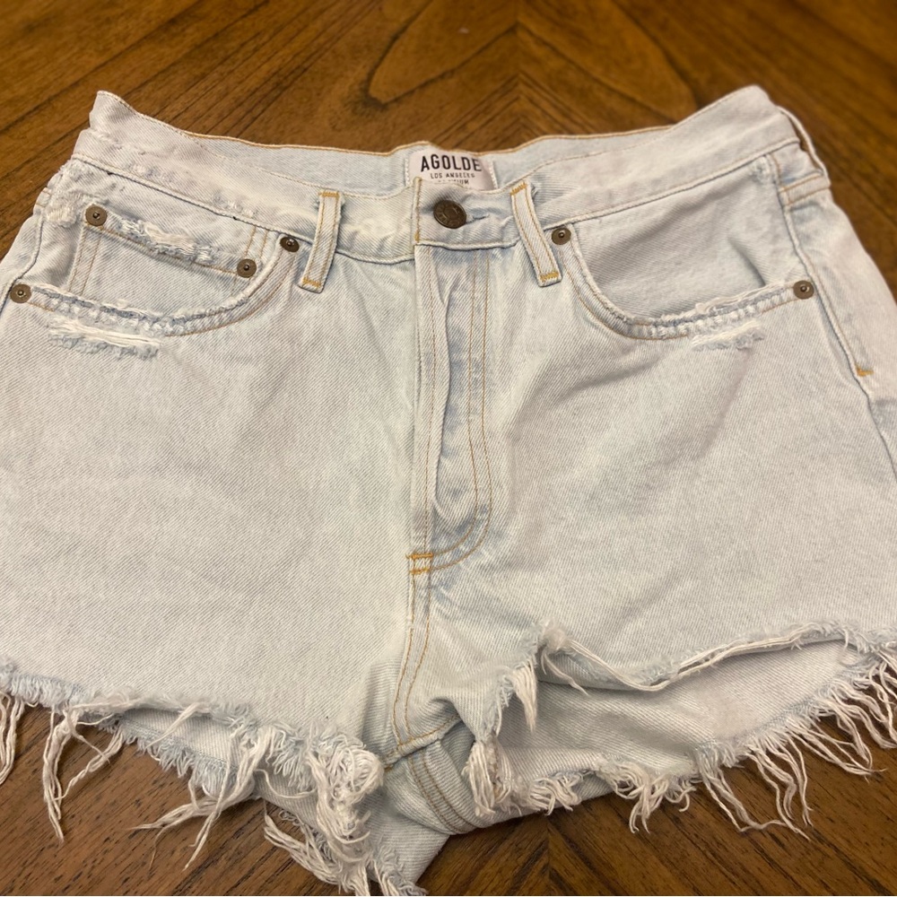 AGOLDE Parker Shorts Distressed Denim Shorts Festival Button Fly Size 27